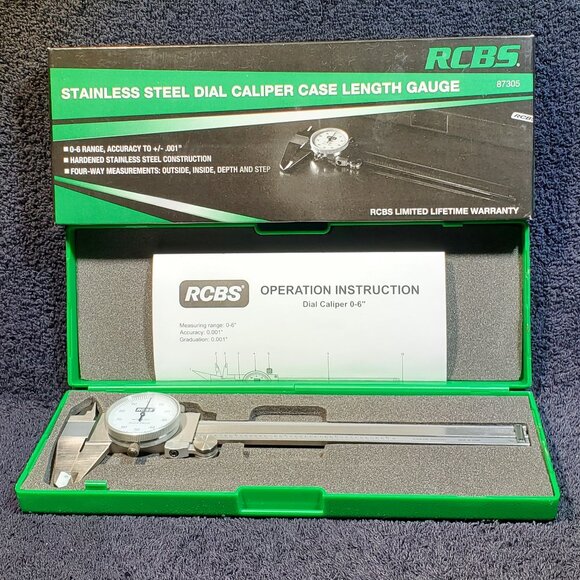RCBS STAINLESS STEEL DIAL CALIPER MODEL 87305... NEW IN ORIGINAL FACTORY BOX - Picture 1 of 4